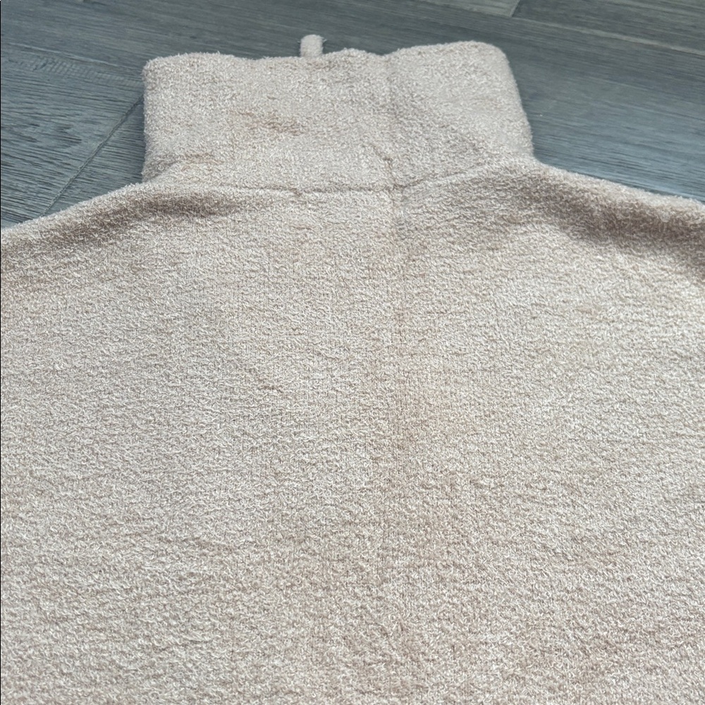 Barefoot Dreams | Cozy Chic Lite Half Zip Poncho Soft Camel Chenille Sweater S/M - Picture 15 of 16